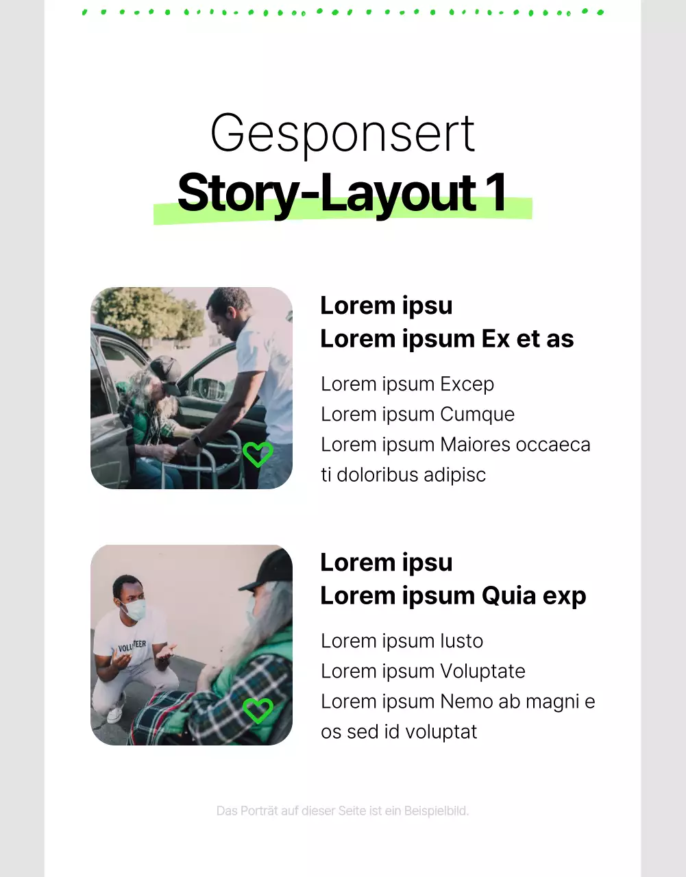 Einfache NGO-Sponsoring-Informationen in Weiß und fluoreszierenden Farben