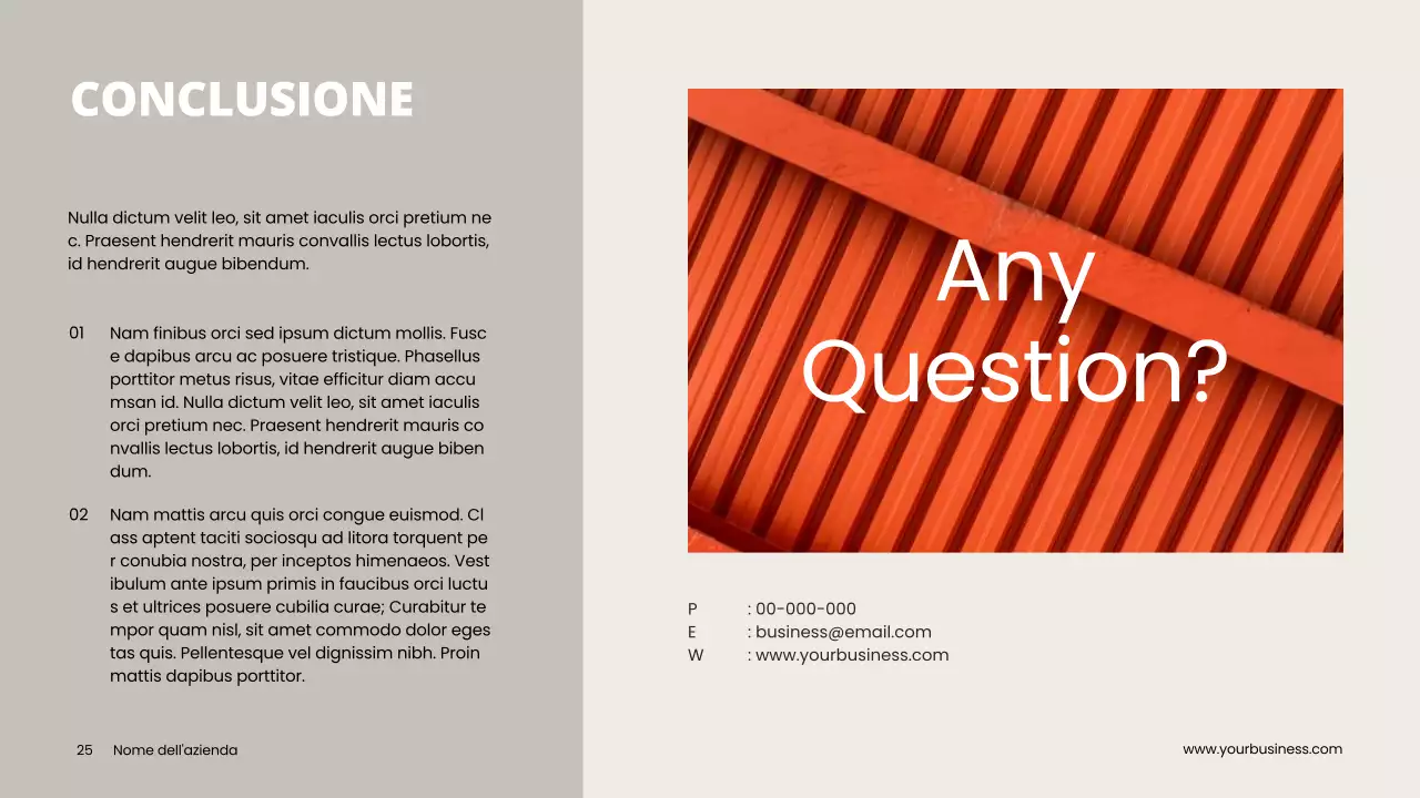 Grigio Arancione Minimal Clean Progetto Pitch Deck Proposta