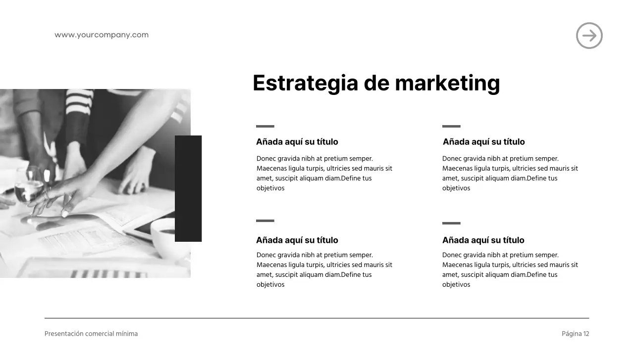 Presentación de una empresa moderna en blanco y negro