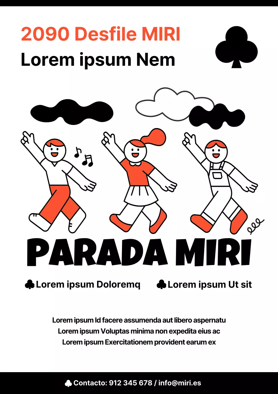 Un bonito folleto naranja y negro que recluta expositores para la feria