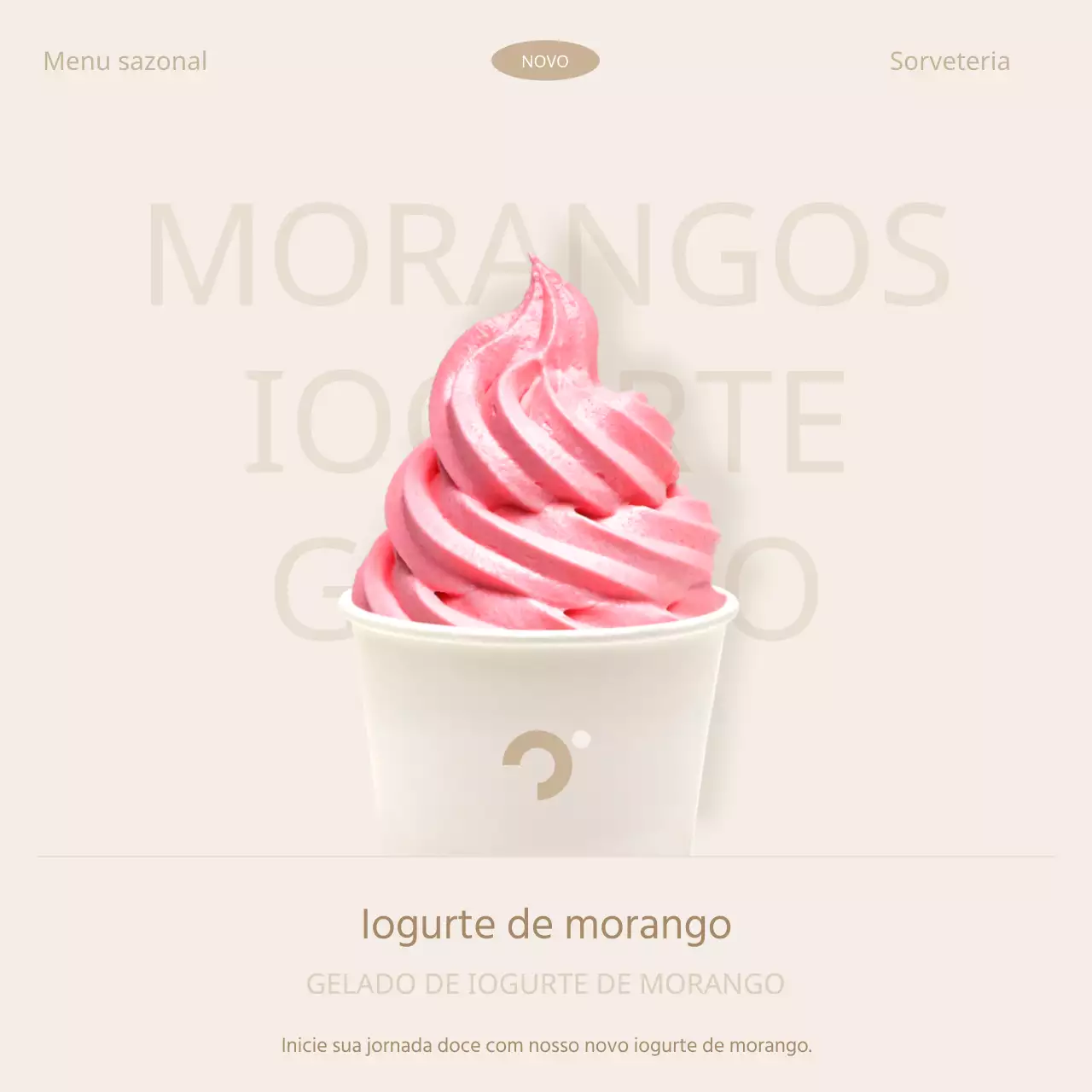 Promover um novo produto para um café moderno em bege e cor-de-rosa