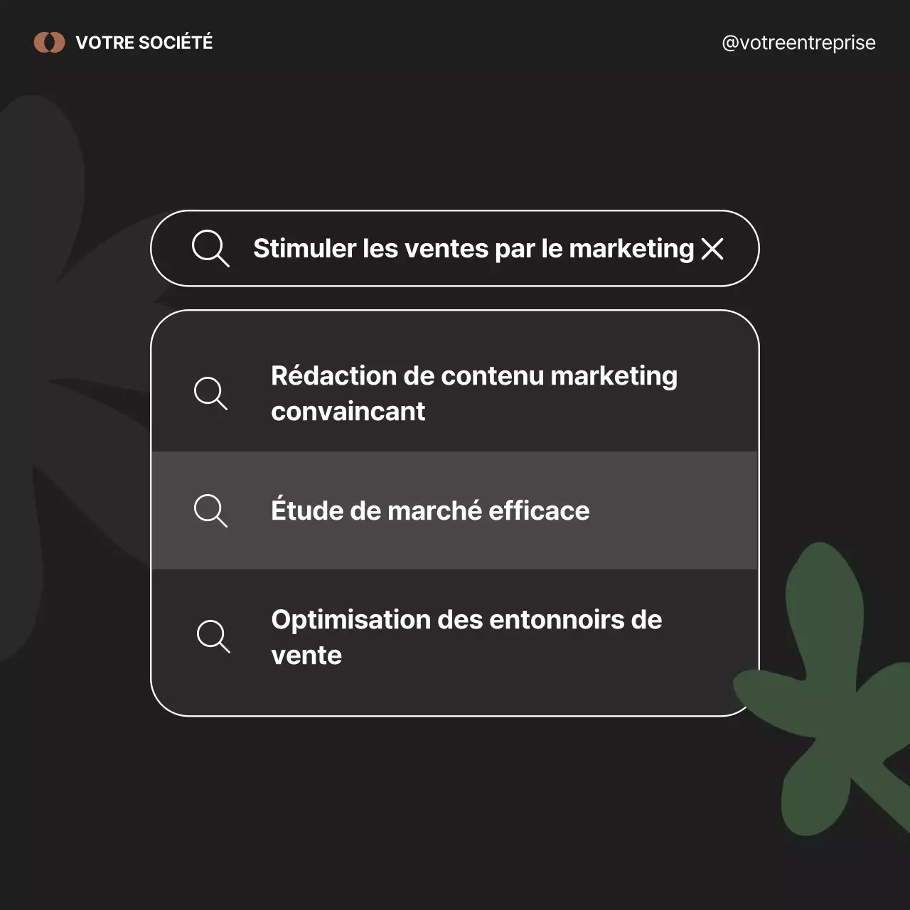 Publicité marketing minimale en noir et vert