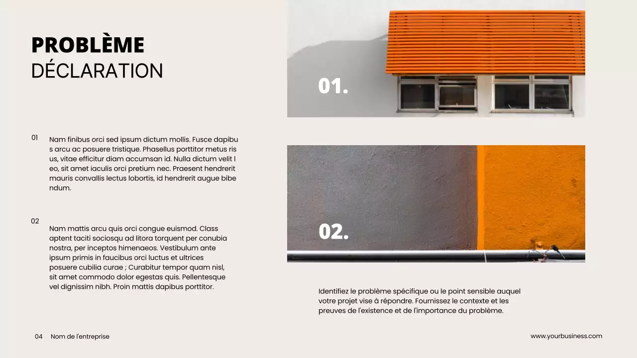 Gris Orange Minimal Propre Projet Pitch Deck Proposition