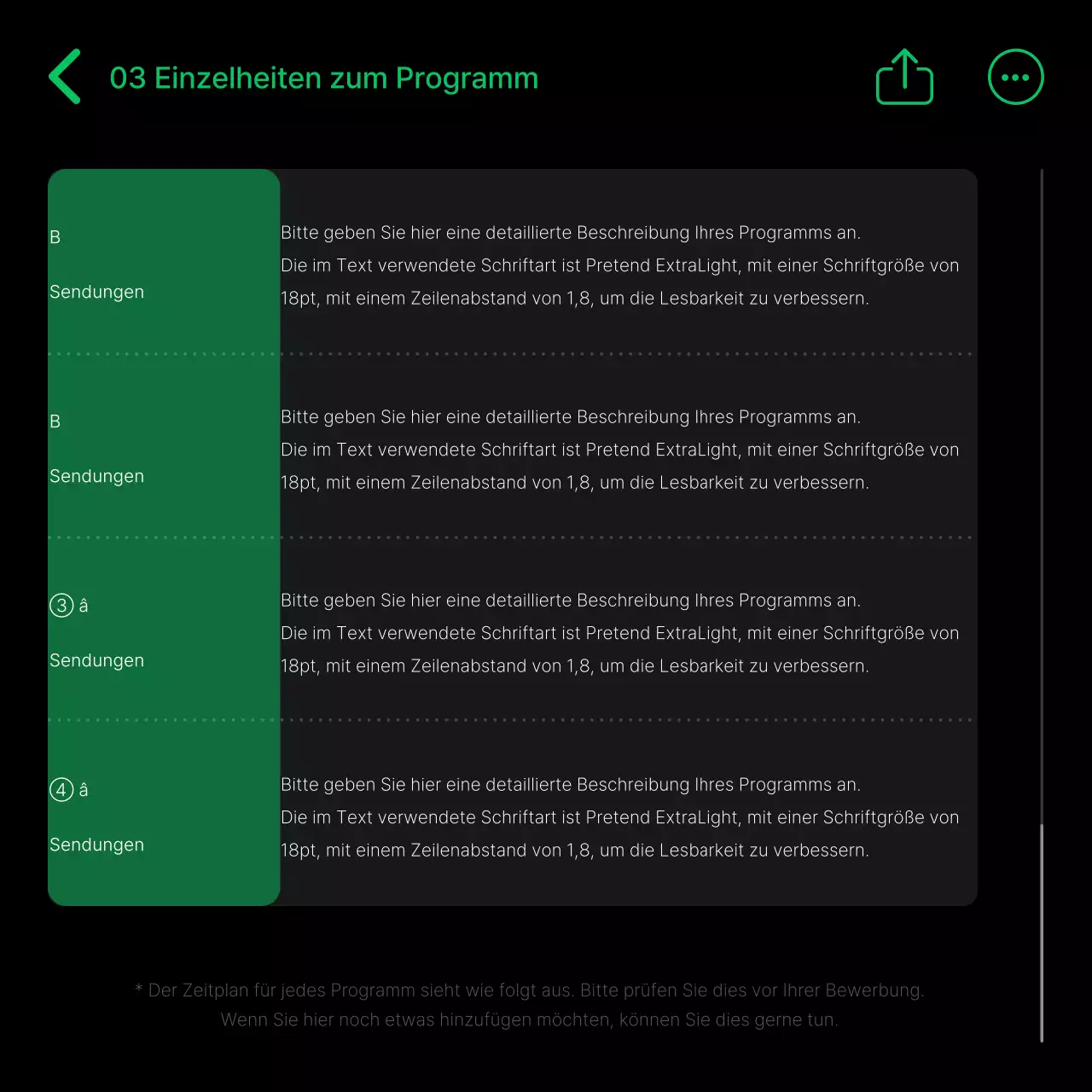 Ein Leitfaden für moderne Tabellierungen in Schwarz und Grün