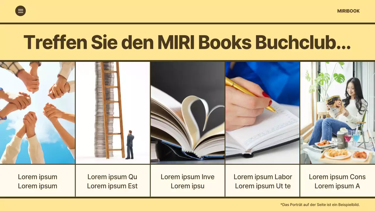 Förderung eines minimalistischen Anmeldeleitfadens für den Buchclub mit gelbem Hintergrund