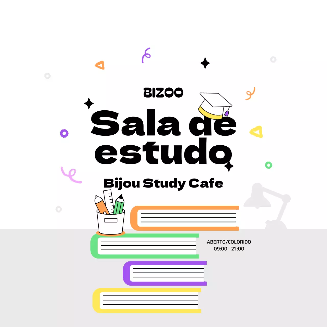 Ilustração multicolorida de uma biblioteca Estudo de conceito Promoção de café