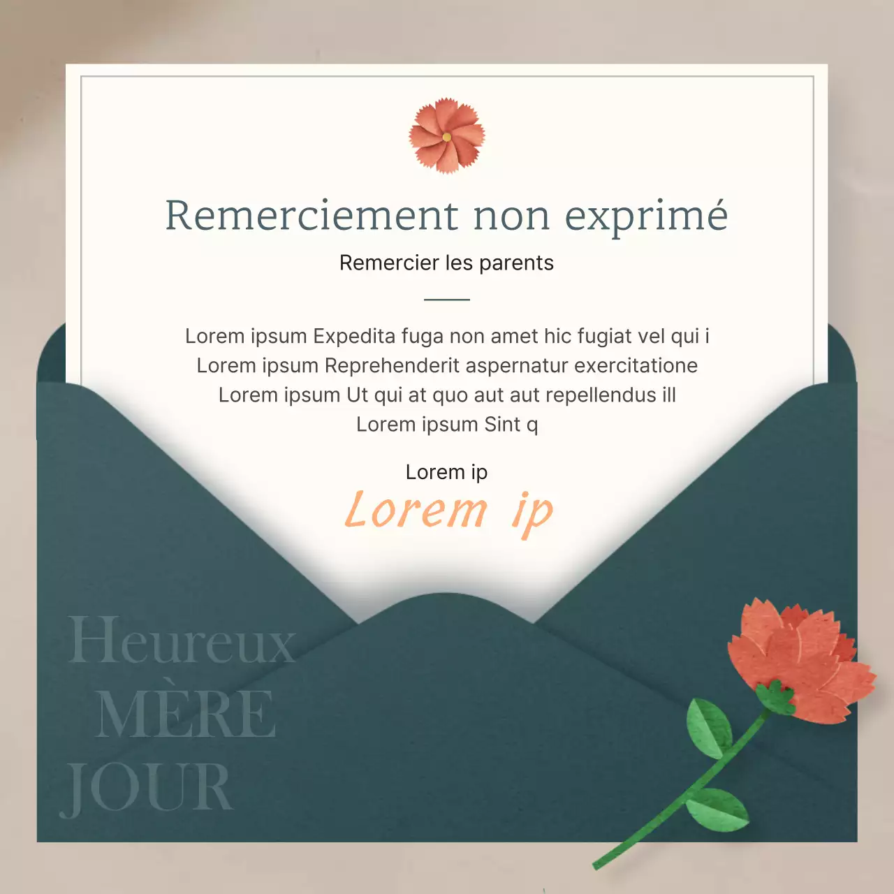 Une collection moderne de papier de remerciement en beige et bleu marine