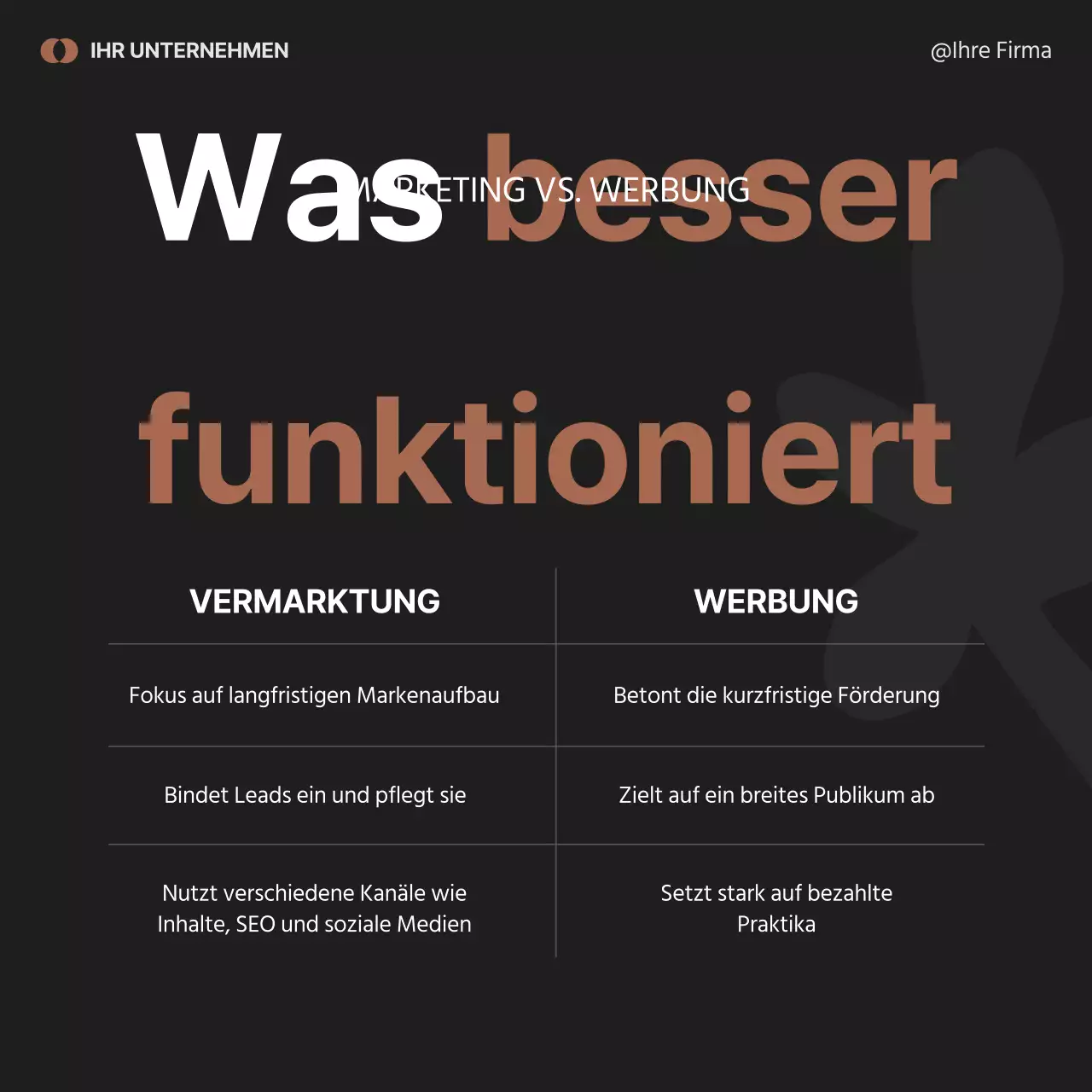 Minimalistische Marketingwerbung in Schwarz und Grün