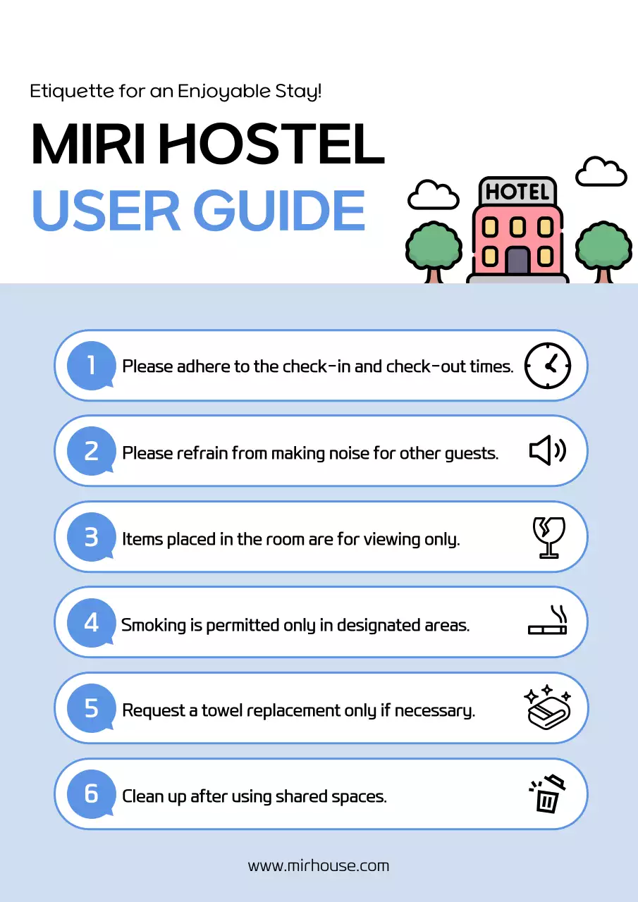 Blue Simple Hostel Guide Poster