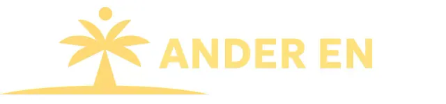 Briefpapier ontwerp met een eiland met palmbomen