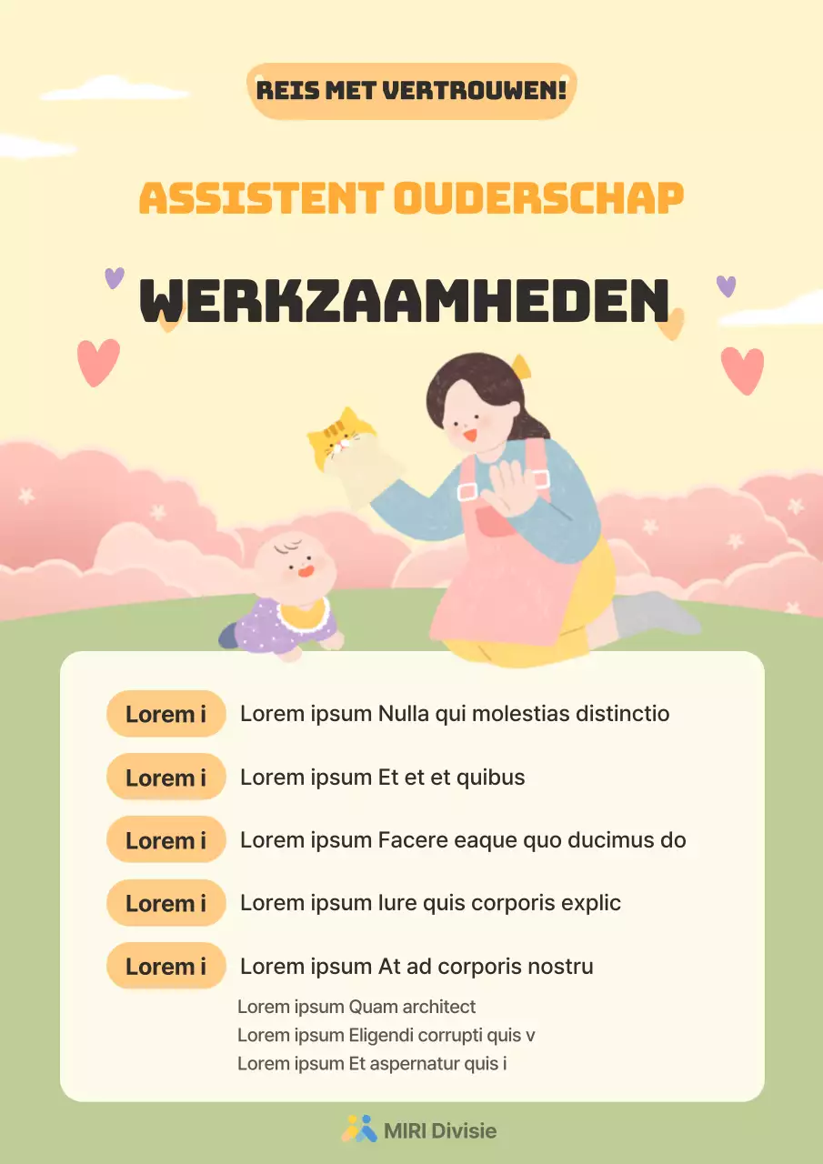 Geel en Ivoor Ouderschapsassistent Aankondiging