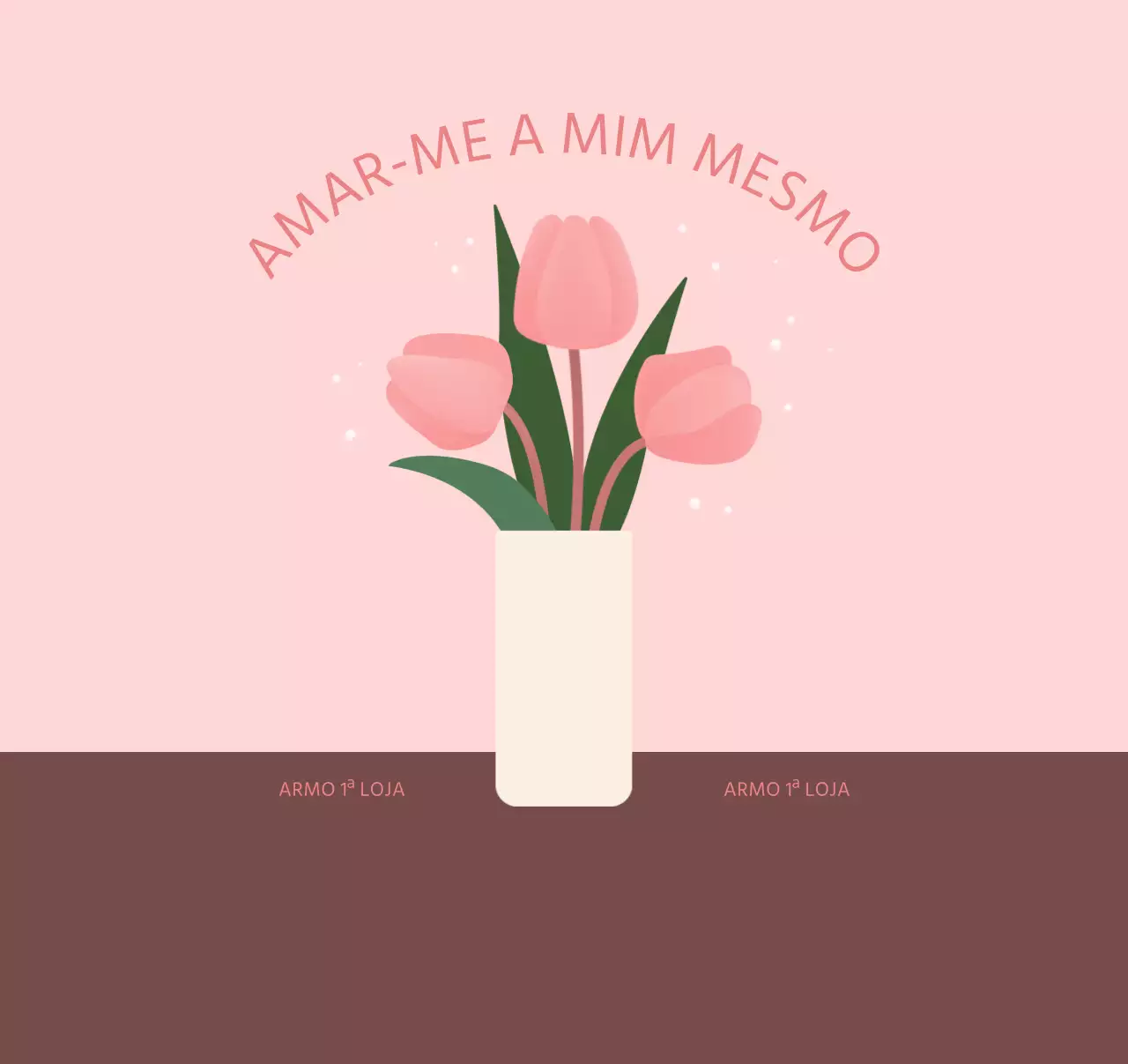 O desenho apresenta uma ilustração de três tulipas num vaso
