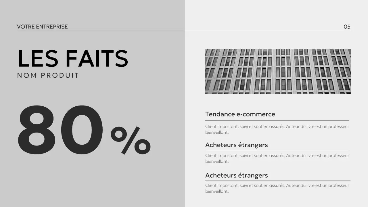 Profil d'entreprise minimal en noir et blanc