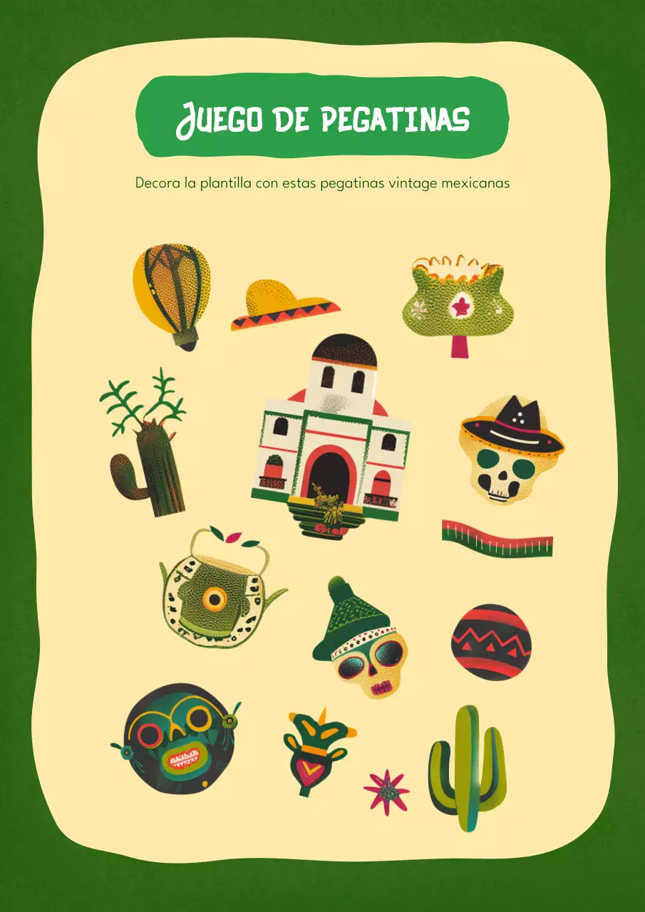Diseño de cartel vintage de concepto mexicano en verde