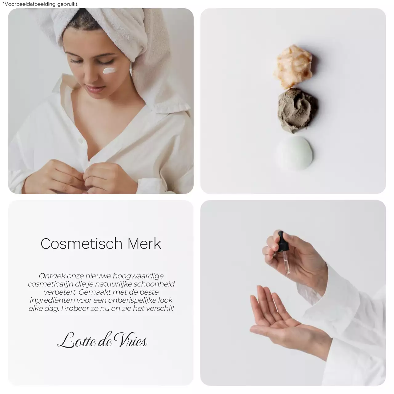 Witte en Grijze Minimal Fotocollage Cosmetische Merkpromotie