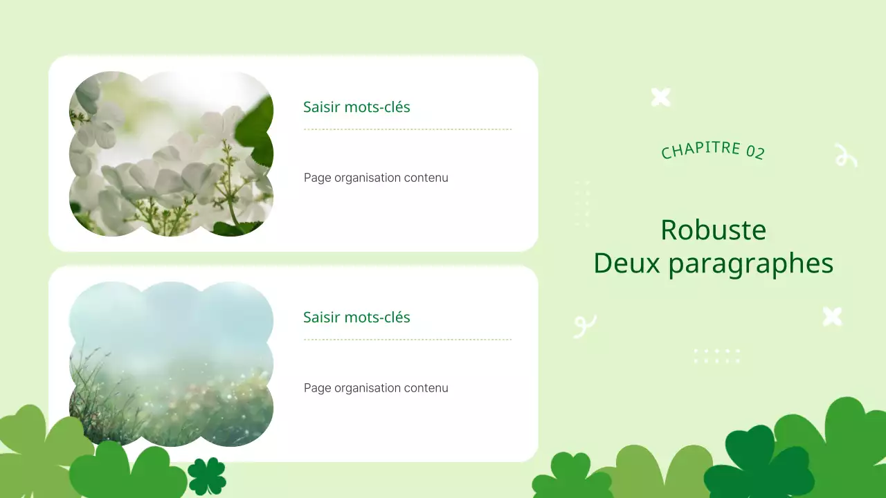 Jolie proposition de fond de trèfle à quatre feuilles avec de la verdure et des feuilles de lotus