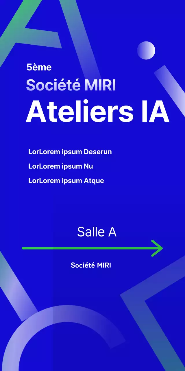 Intelligence artificielle AI élément décoratif bannière sur fond bleu institution séminaire entreprise alphabet anglais