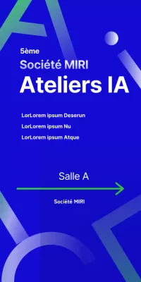 Intelligence artificielle AI élément décoratif bannière sur fond bleu institution séminaire entreprise alphabet anglais