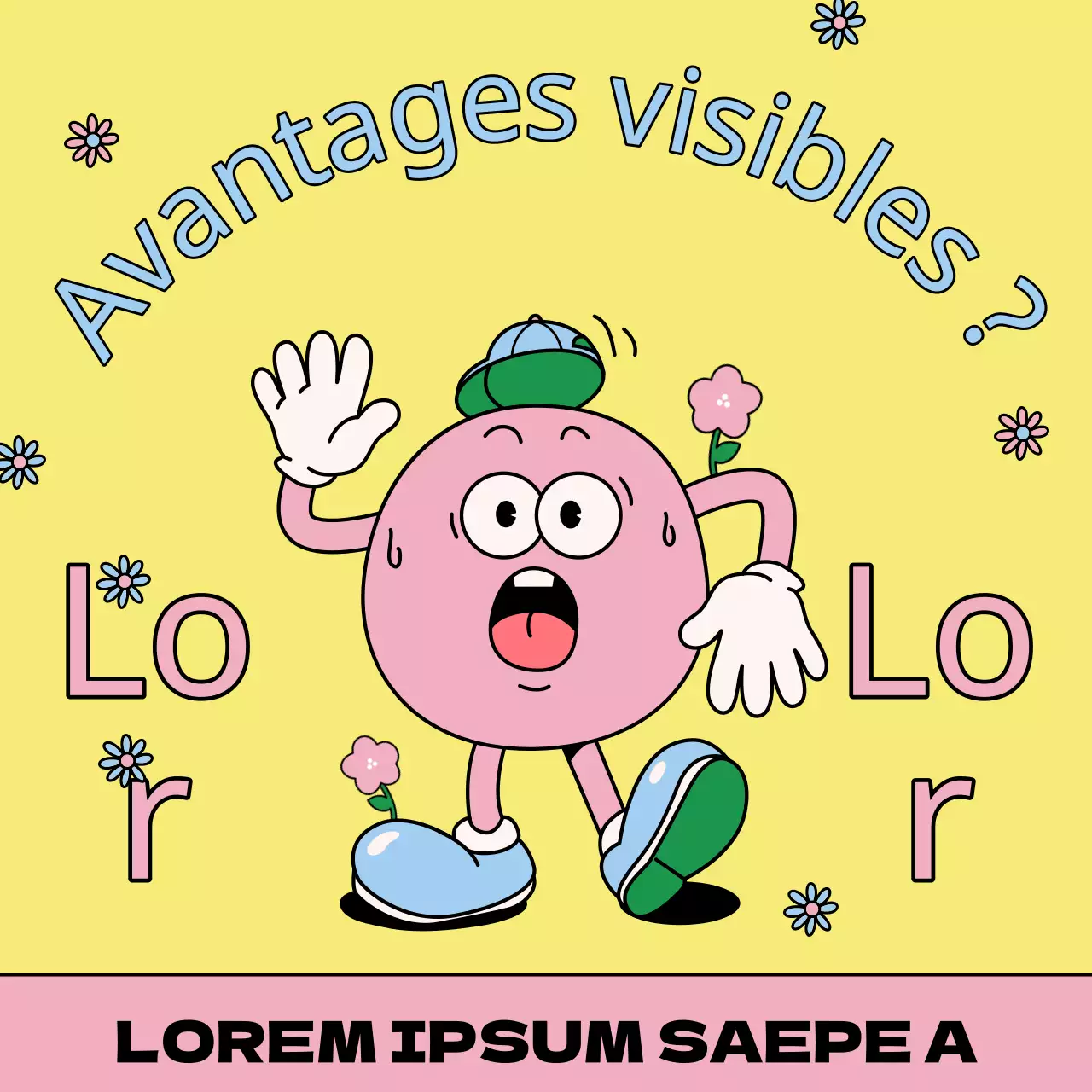 Une publicité pop-art pour les soldes de printemps en jaune et rose