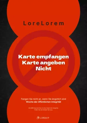 Werbeplakat für die Kampagne "No Solicitation of Public Officials" in Rot und Schwarz.