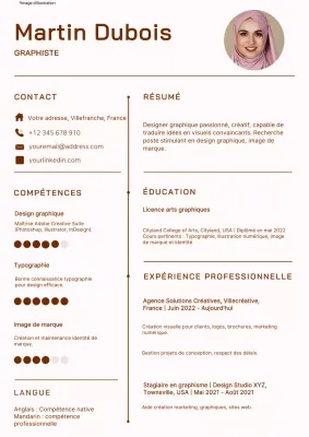 Portfolio de graphiste simple rouge et blanc