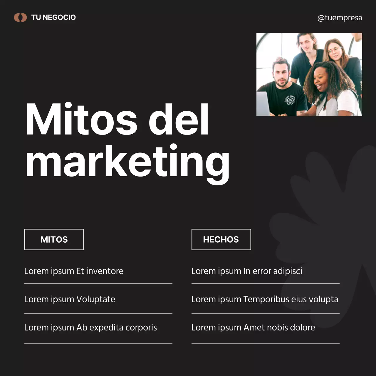 Publicidad de marketing minimalista en negro y verde