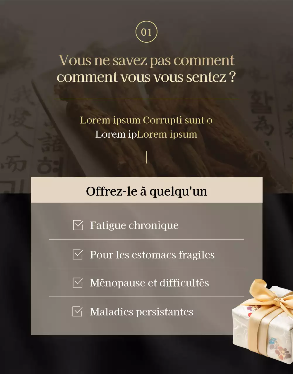 Guide des cadeaux de la médecine traditionnelle chinoise à base de plantes pour la fête des mères en noir et or