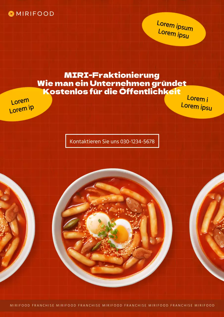 Eine einfache rot-gelbe Franchise-Startup-Anzeige