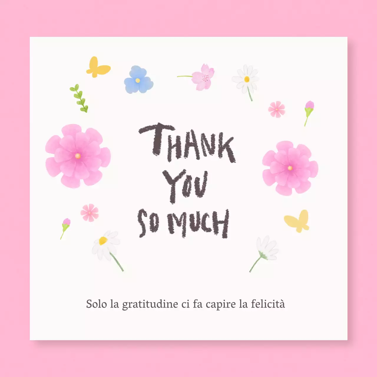 Un simpatico biglietto di ringraziamento rosa e bianco per il mese di novembre