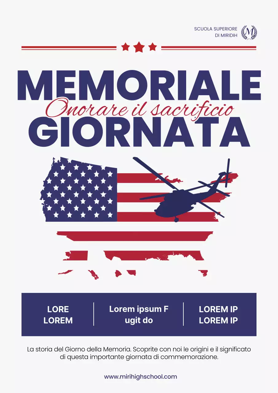 Semplici annunci di eventi scolastici per la Giornata della Memoria in blu e rosso