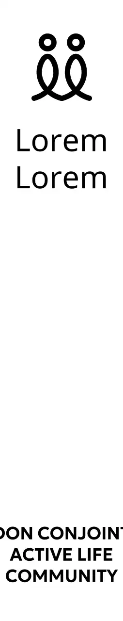 Une police de caractères avec un logo en forme de personne et un alignement centré.