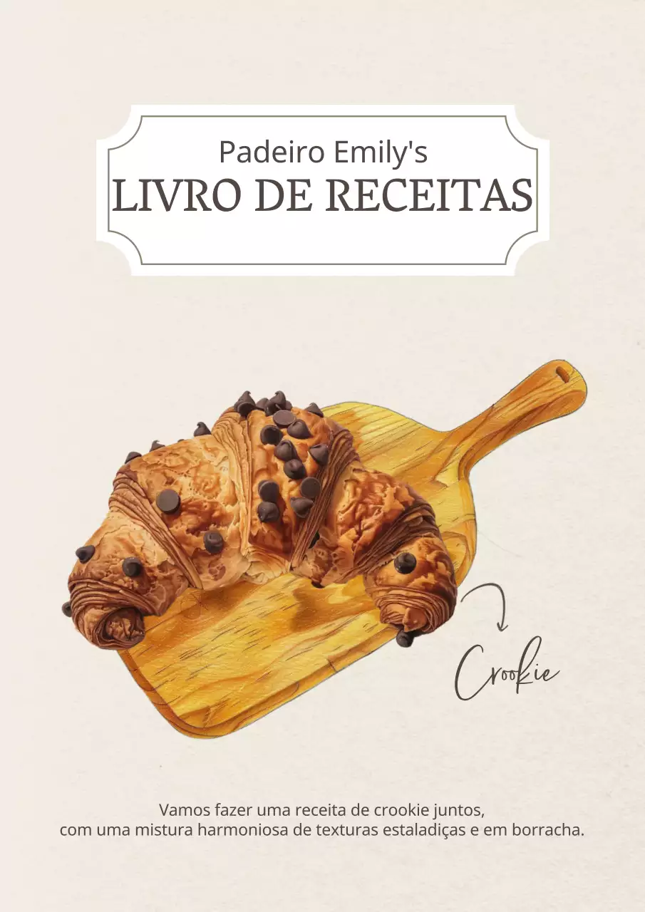 Receita de bolacha croissant simples de cor bege e castanha