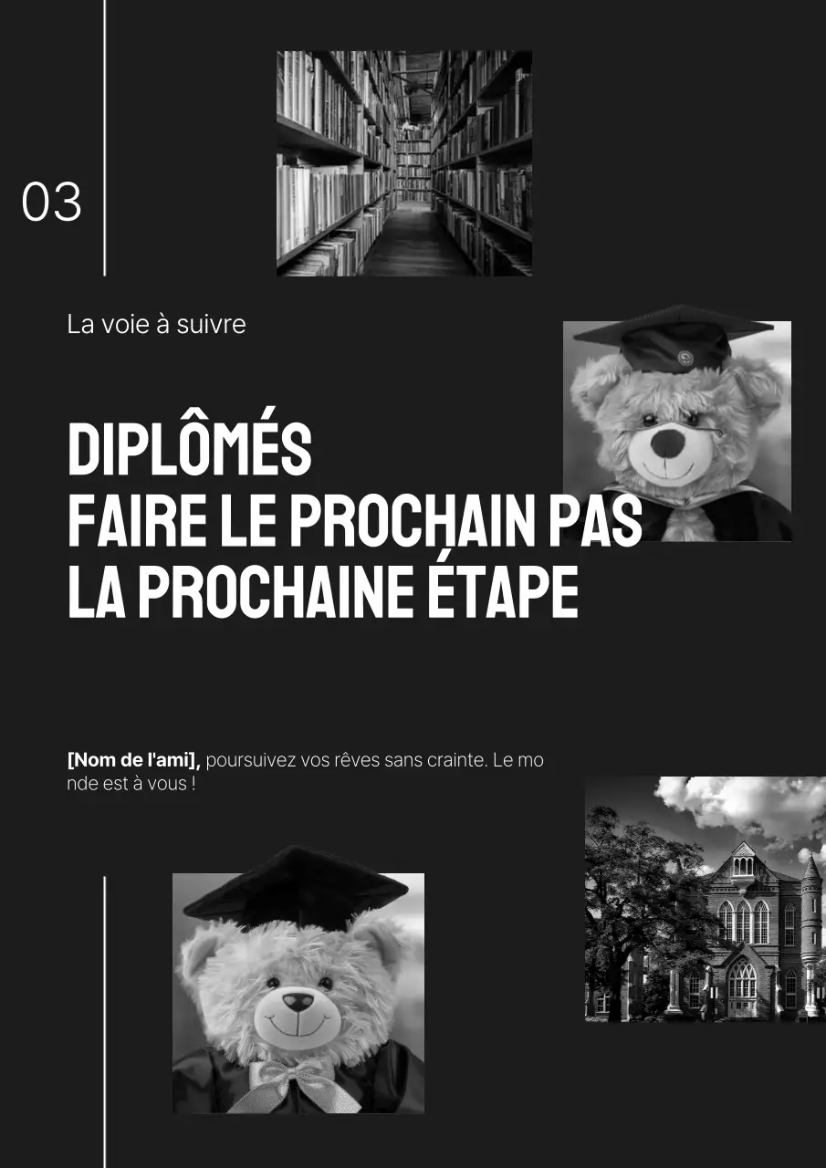 Promotion kitsch pour la remise des diplômes en noir et blanc et en noir