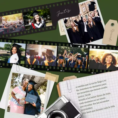 Caqui Vintage Collage de fotos de la fiesta de graduación Carta