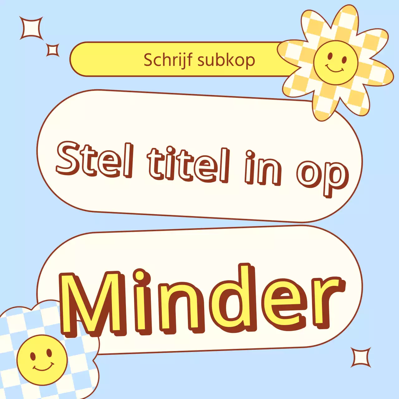 Kitscherige lenteaankondiging in geel en lichtblauw