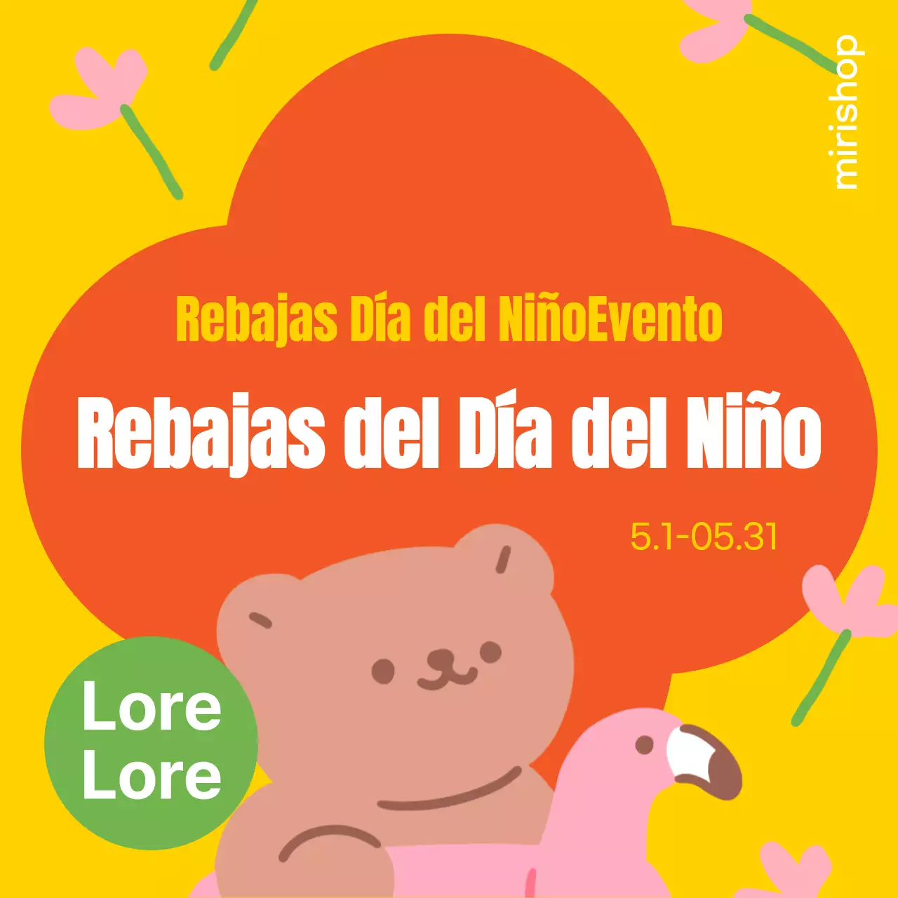 Puesto de venta del mercado abierto tropical en amarillo y rosa