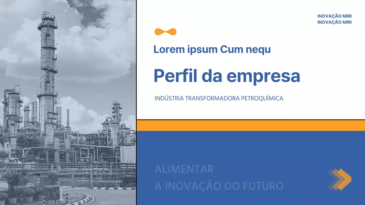 Um papel timbrado simples de uma empresa industrial pesada em azul e amarelo