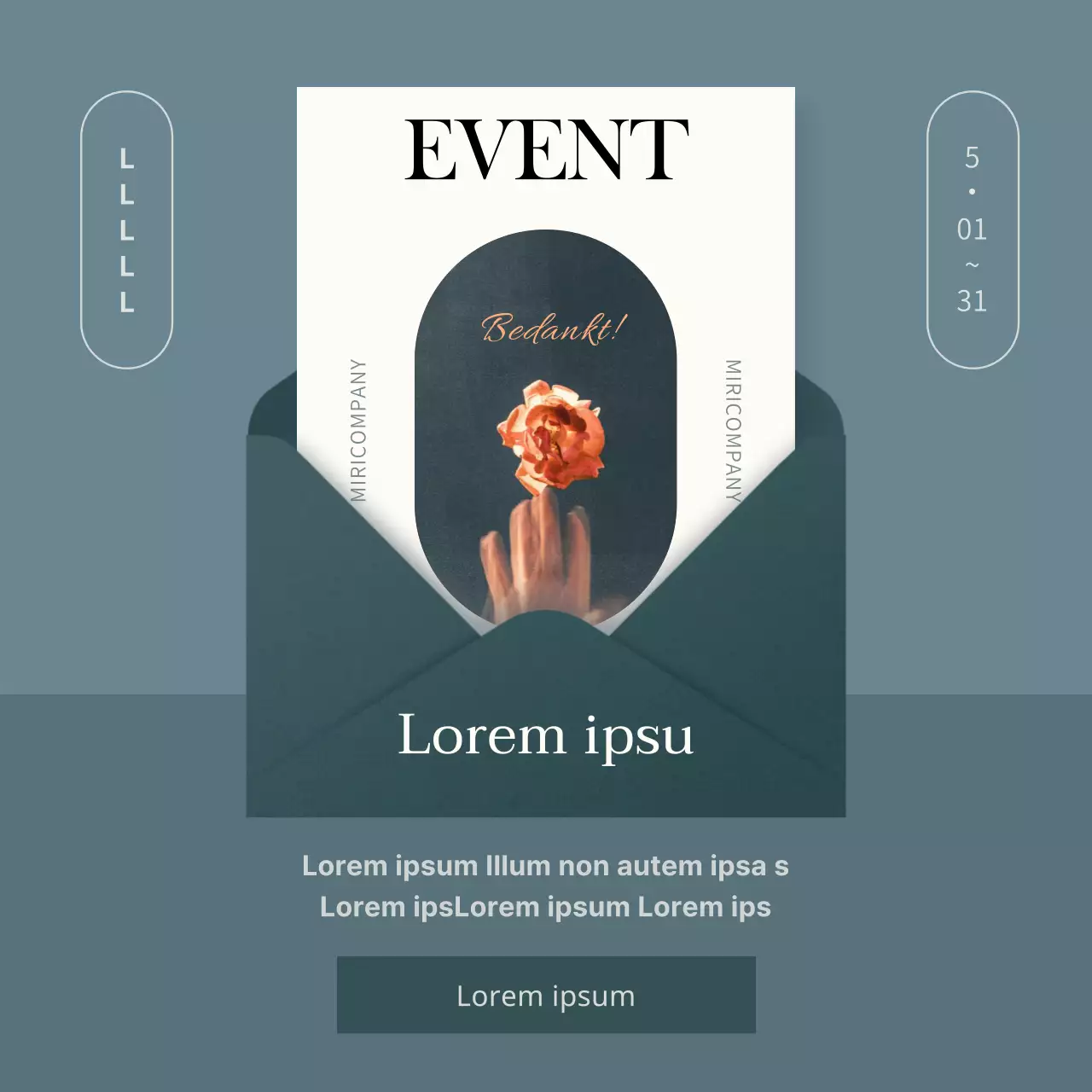 Een moderne collectie bedankbriefpapier in beige en marineblauw