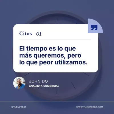 Blue Modern Time Management Quotes Publicidad