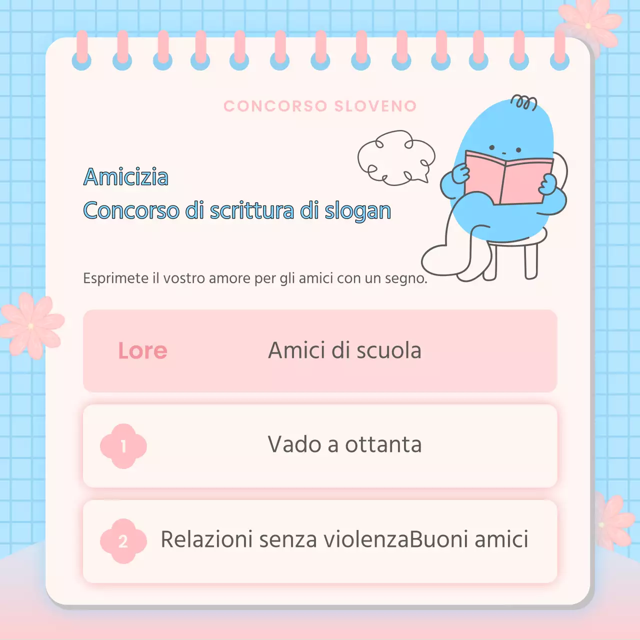 Messaggi della campagna di amicizia rosa e azzurri