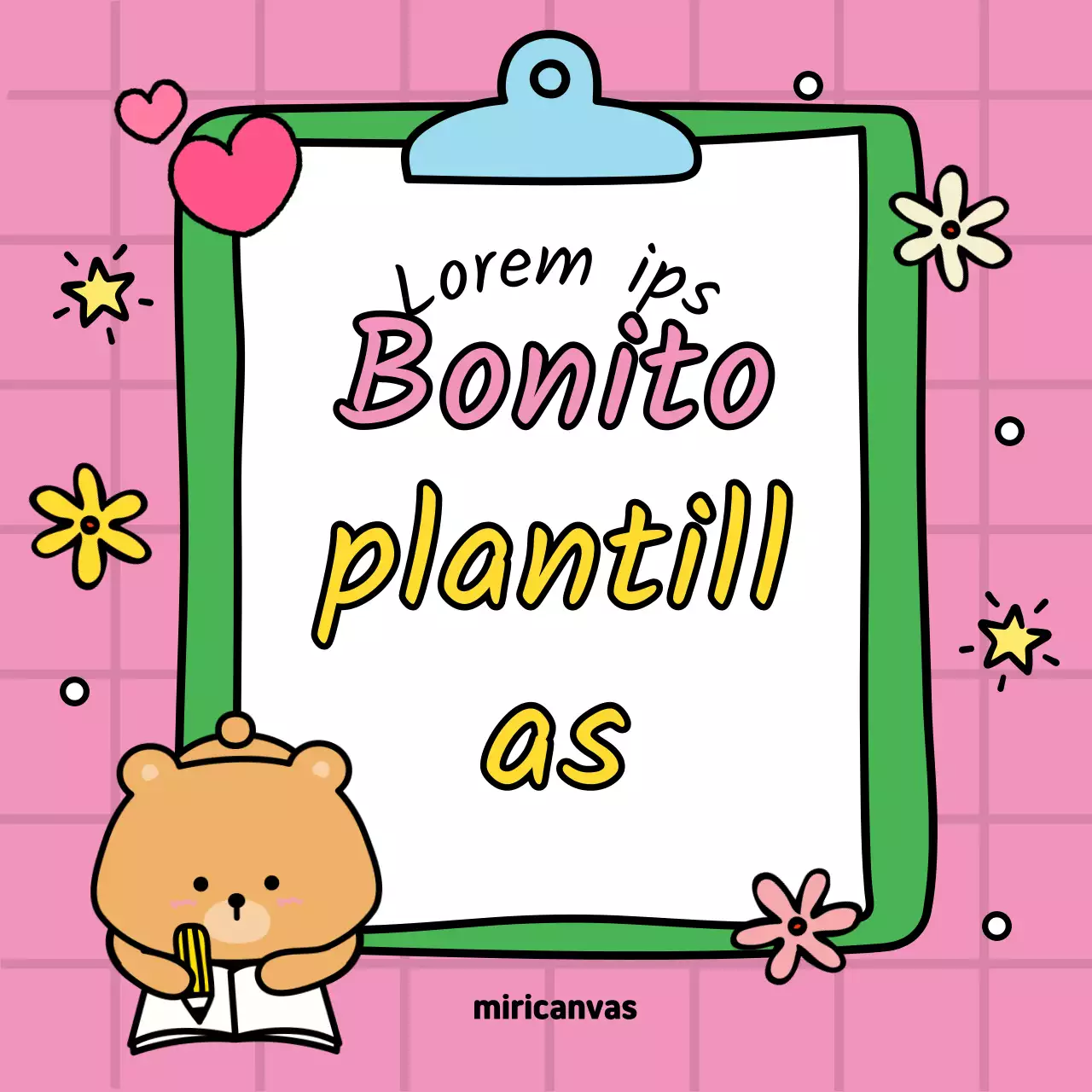 Adorable portada dibujada a mano en rosa y verde