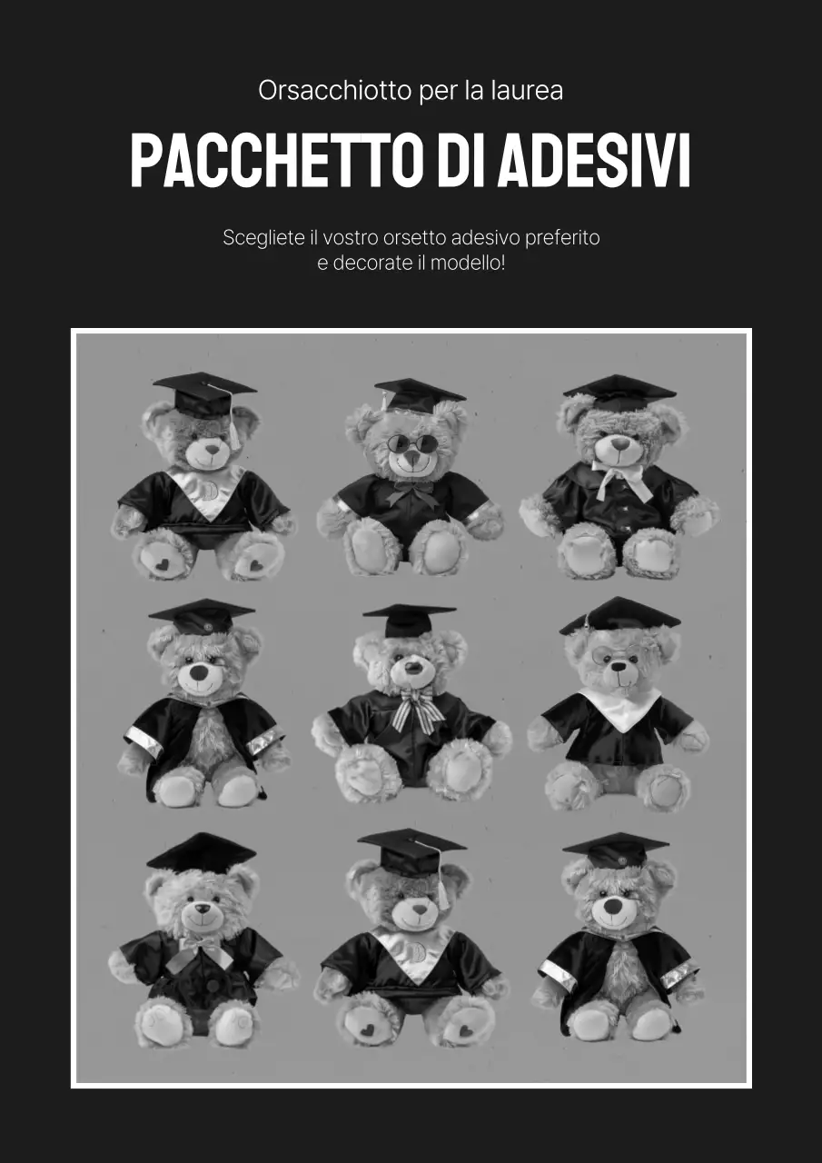 Promozione di laurea kitsch in bianco e nero e in nero