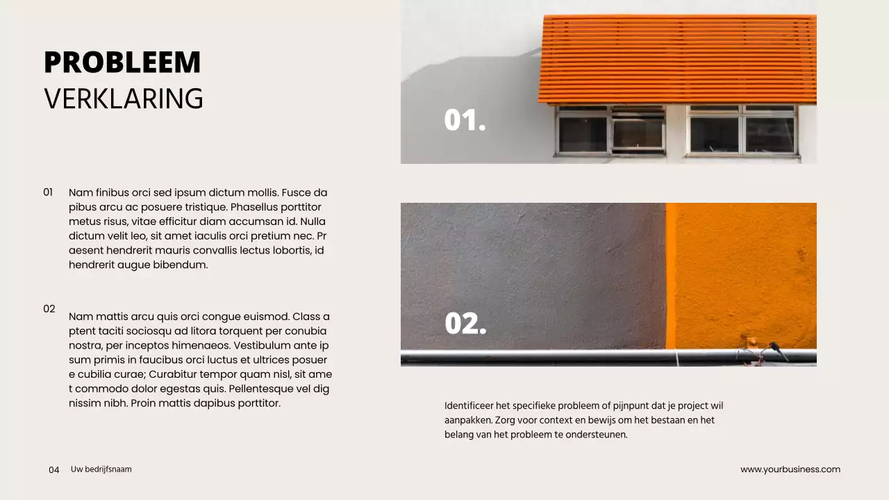 Grijs Oranje Minimaal Schoon Project Pitch Deck Voorstel