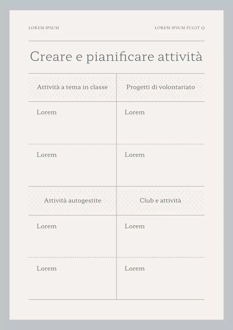 Un'agenda semplice in azzurro e avorio