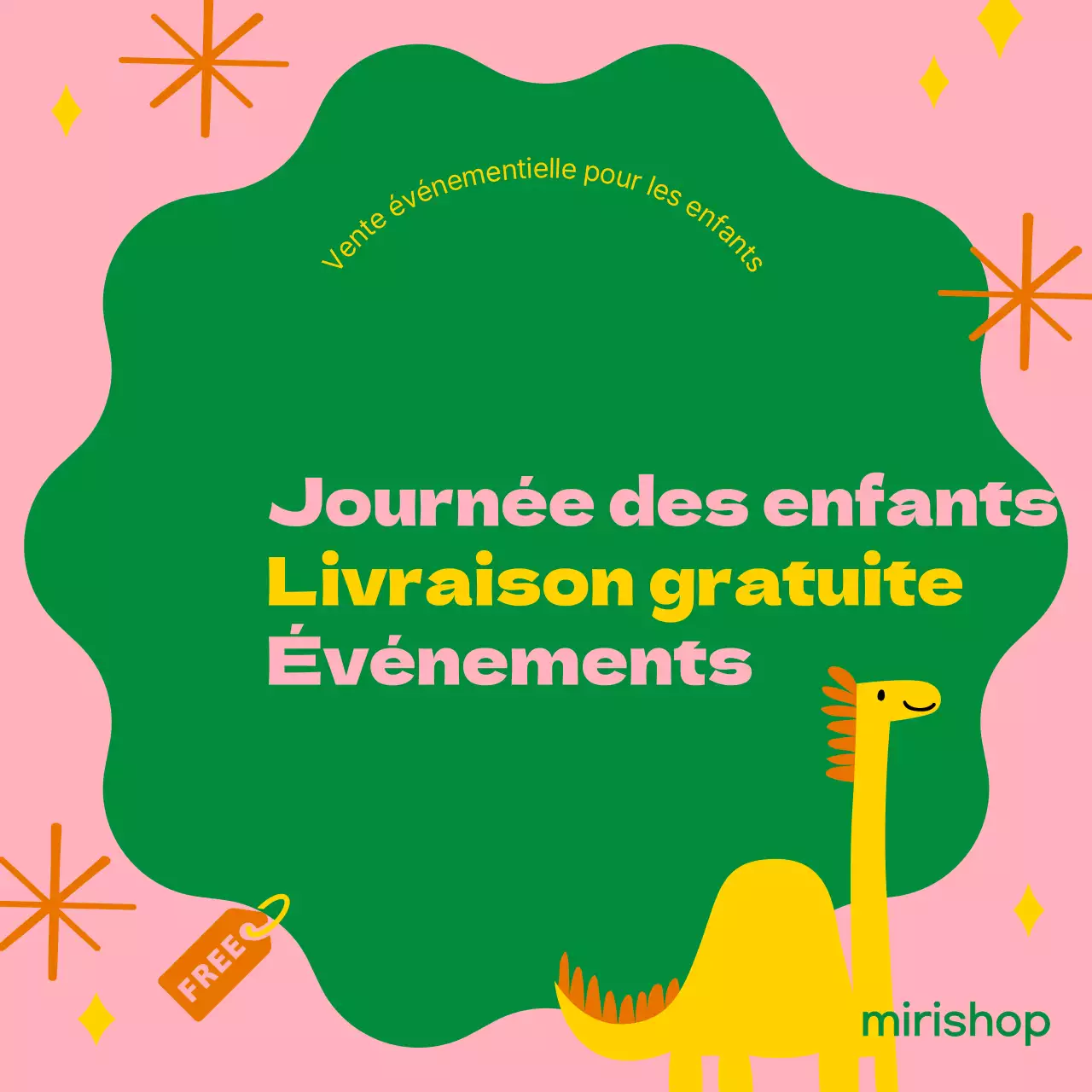 Poste de vente sur le marché libre tropical en jaune et rose