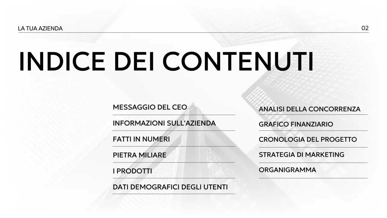 Profilo aziendale minimale in bianco e nero