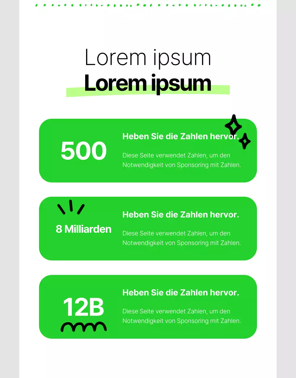 Einfache NGO-Sponsoring-Informationen in Weiß und fluoreszierenden Farben