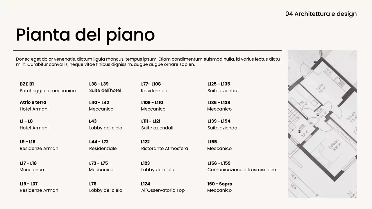 Relazione architettonica minimale in bianco e nero