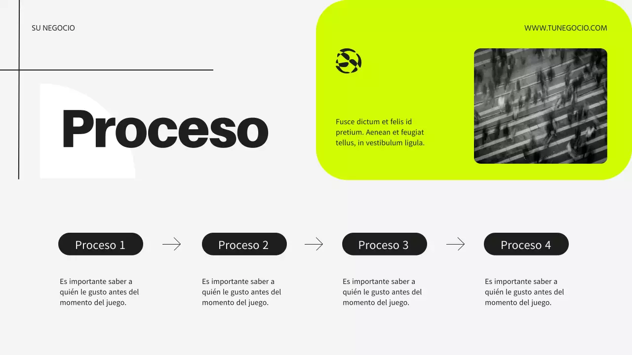 Presentación de la empresa moderna en neón y negro