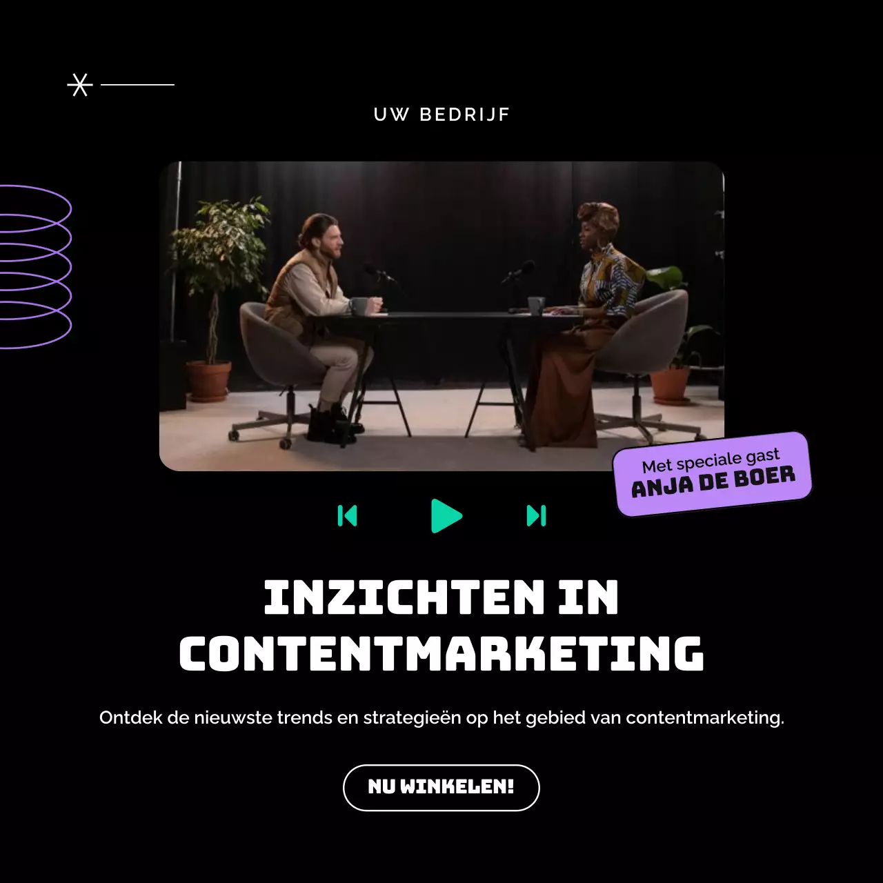 Zwart en paars Moderne Content Marketing Publiciteit